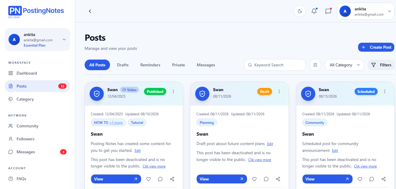 Drafts & Private Posts